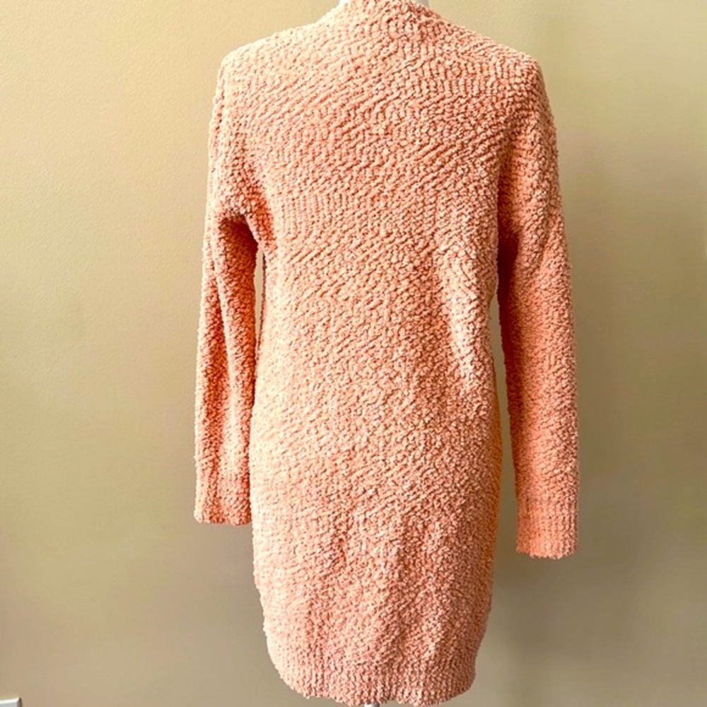 Merokeety Popcorn Textured Long 2 Pocket Sweater Cardigan - Blush Pink - Size S - Picture 5 of 8